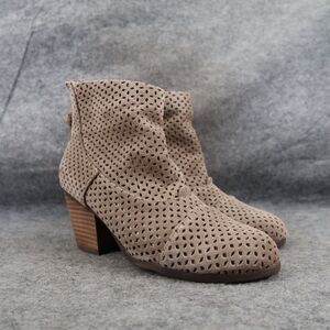 Aerosoles Shoes Womens 6.5 Bootie Vital Signs Perforated Leather Block Heel Boho